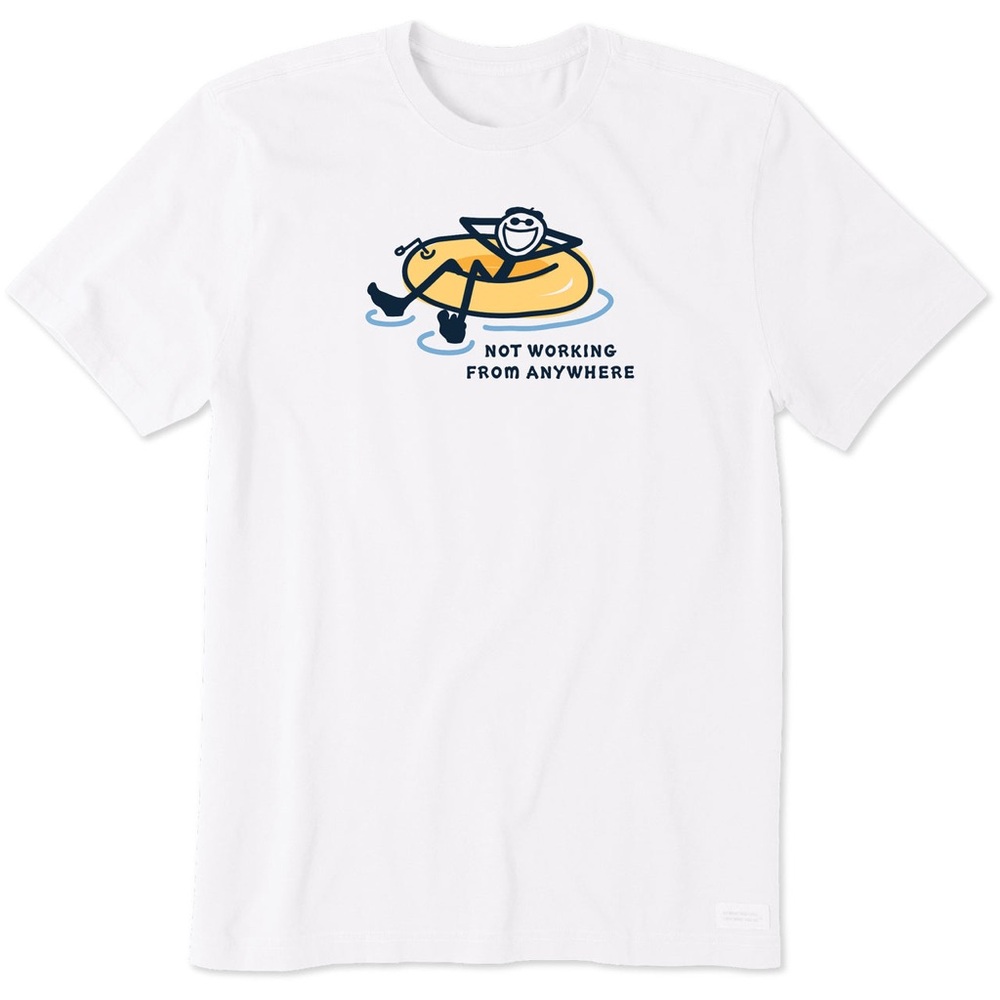 Life‎ Is Good White T-Shirt with Man Floating in Inner Tube and Golf Cart